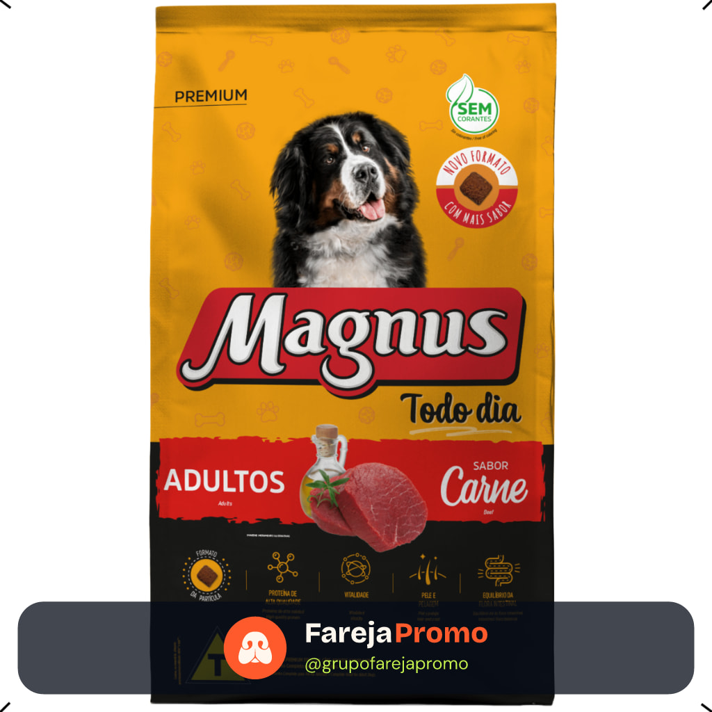RAÇÃO MAGNUS TODO DIA ADULTO RAÇA MEDIA E GRANDE 15KG