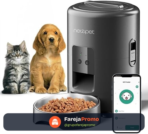 Alimentador Automático Pet, 2L Comedouro para Caes Fácil Comedouro Elevado para Caes, Controle de Aplicativo WiFi