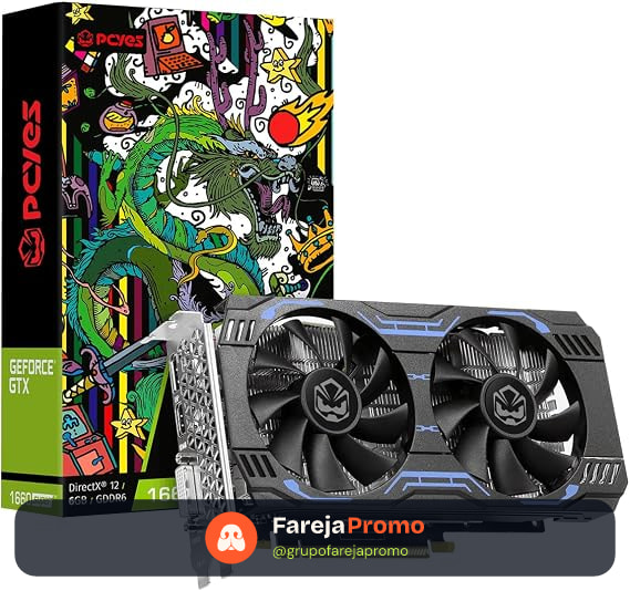 PCYES PLACA DE VIDEO NVIDIA GEFORCE GTX 1660 SUPER GDDR6 6GB 192BITS DUAL-FAN GRAFFITI SERIES - PA1660S6GR6DF - Cor: Preto