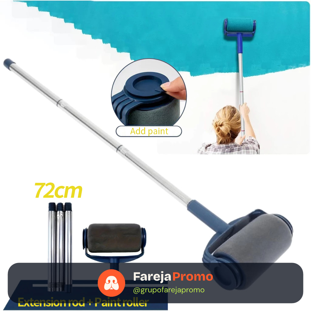 Kit de Pincel Rolo de Pintura Easy Glide de 6 Polegadas para Pintura de Paredes + 72 cm cabo