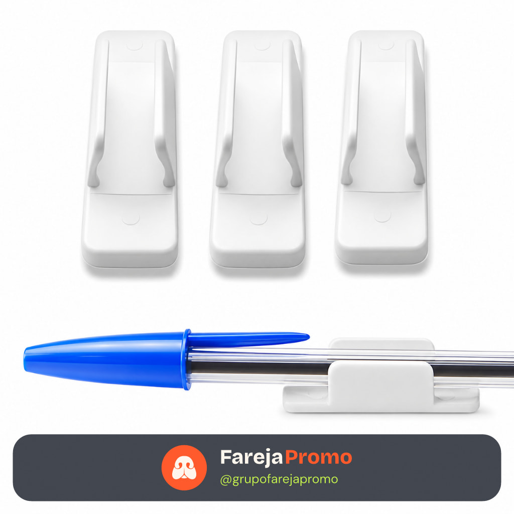 Kit 50 Prendedor de Caneta Padrão BIC Branco Clipe Porta Caneta Para Agenda Planner Caderno