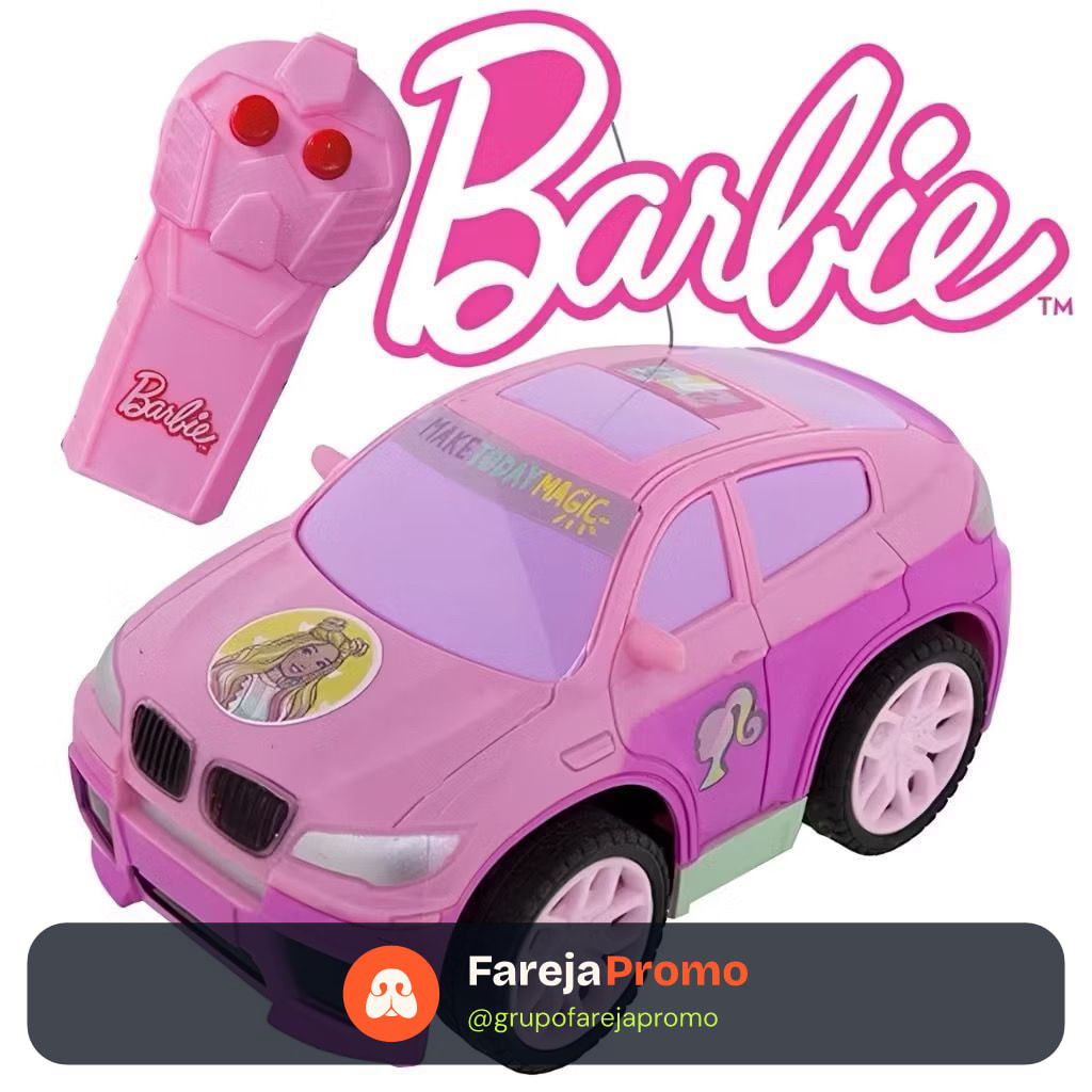 Carrinho Barbie Rosa Infantil Controle Remoto 3 Funções