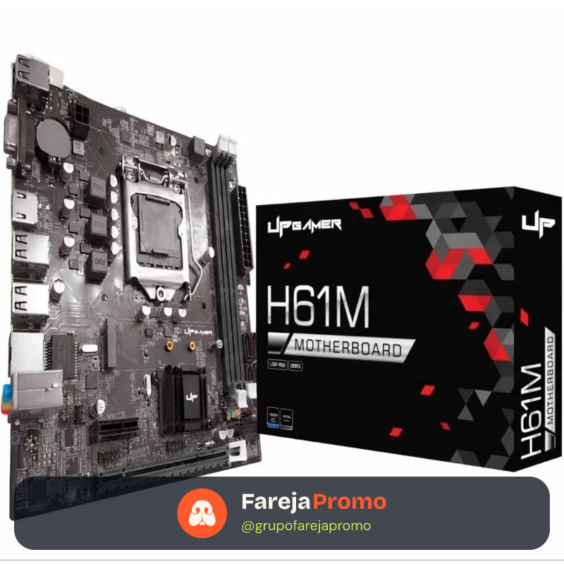 Placa Mãe UpGamer H61M LGA 1155 DDR3 16GB M2 NVMe HDMI Intel i3 i5 i7 para Computadores de Jogos