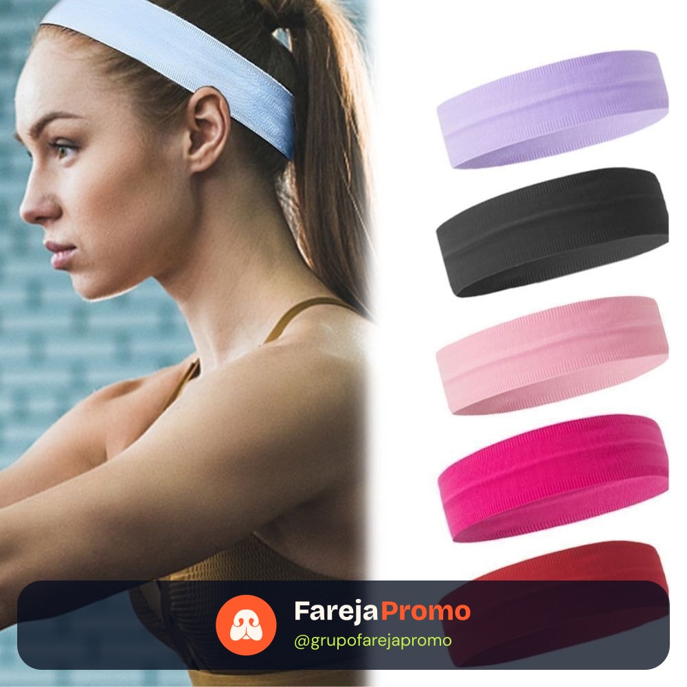 Kit 12 Faixas Yoga  De Cabelo Elástico Esportes Bandana Correndo Fitness