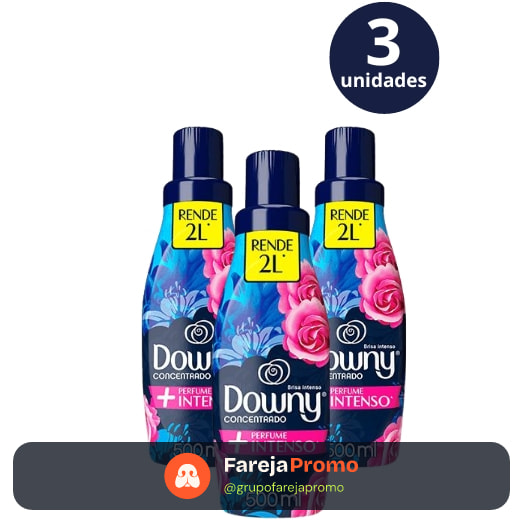 Kit 3x Amaciante Concentrado Downy Brisa Intenso - 500mL
