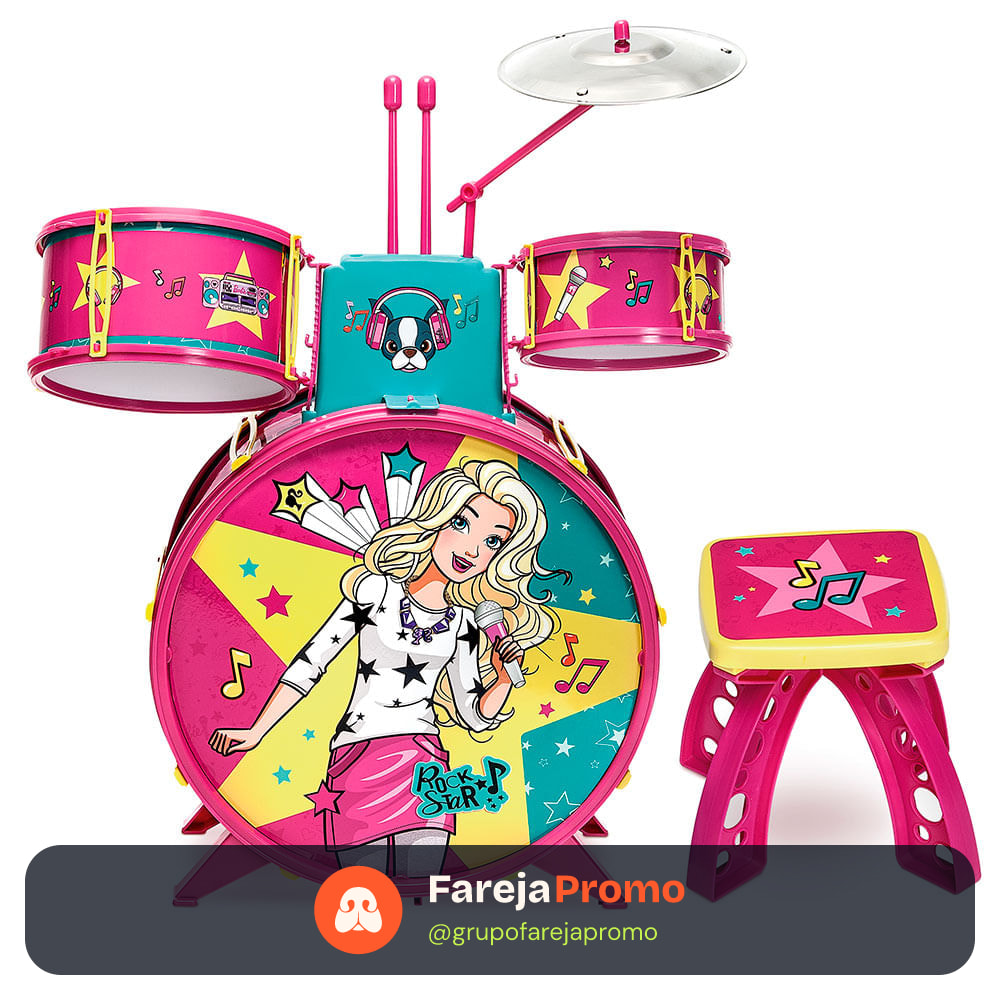 BRINQUEDO BARBIE BATERIA MUSICAL FABULOSA ROSA FUN F00047 INFANTIL