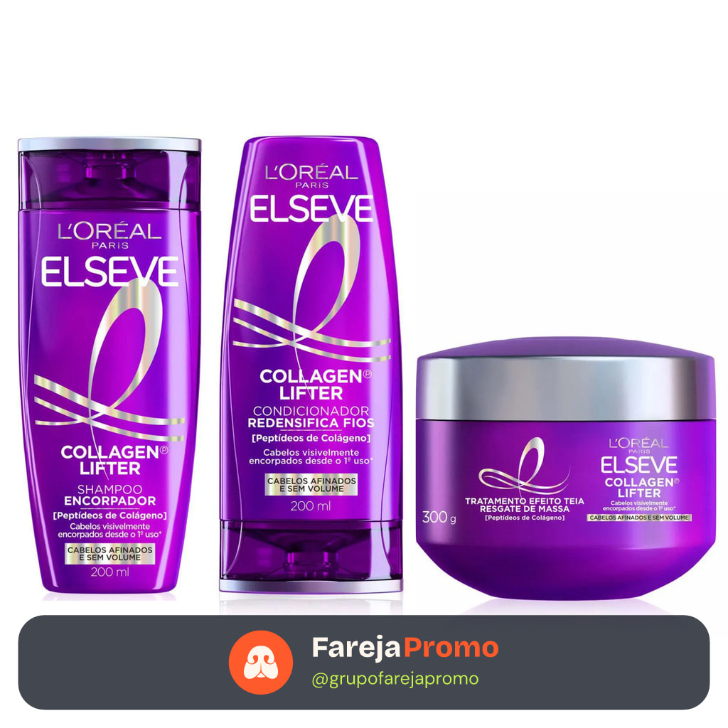 KIT ELSEVE COLÁGENO LIFTER SHAMPOO + COND + MÁSCARA - LANÇAMENTO