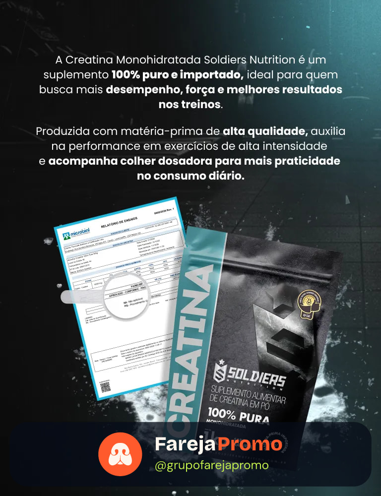 Creatina 1kg Suplemento Monohidratada em pó 100% Pura - Soldiers Nutrition