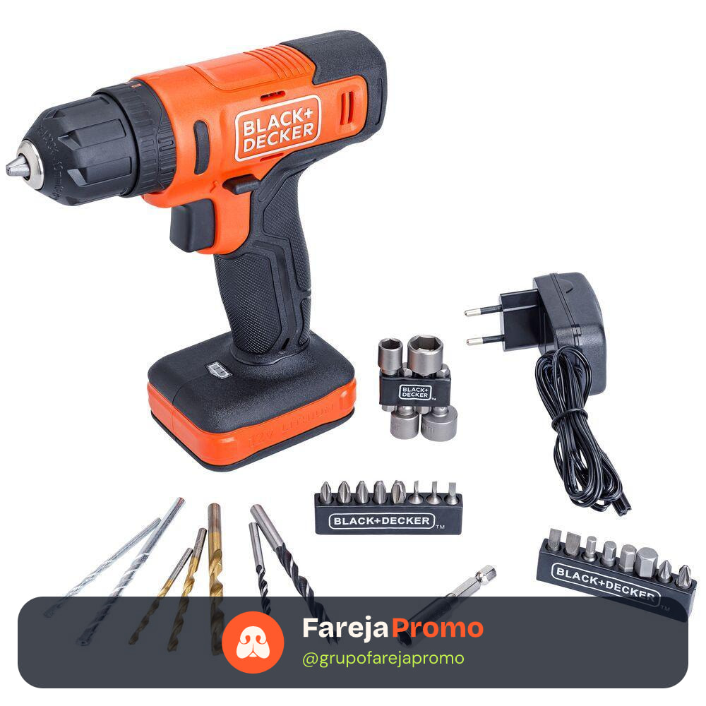 Parafusadeira e Furadeira Impacto BLACK+DECKER BCD712VHDK Com 28 Acessórios e Maleta