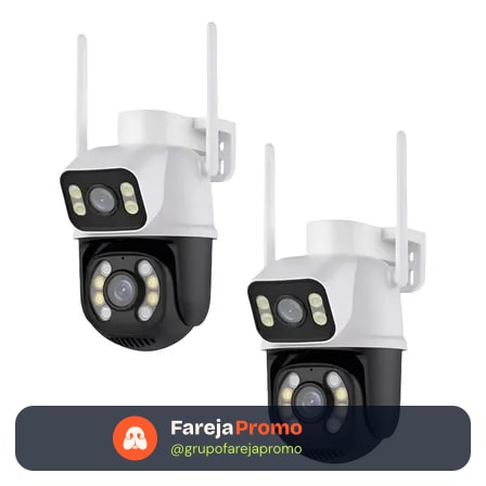 Kit 2 Câmera Wifi Externa A28 App Icsee Dupla Visão 3mp Prova Dágua Cor Branco