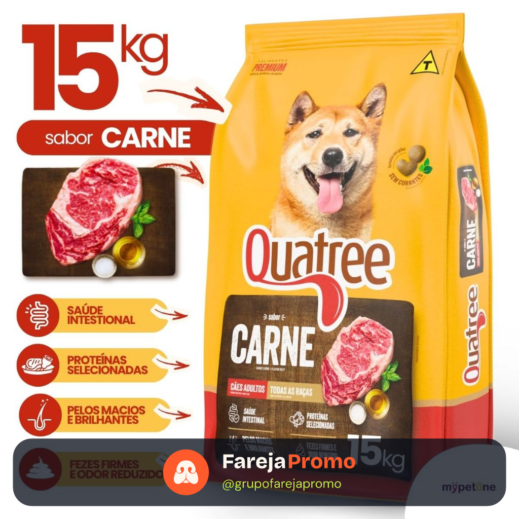 Ração Quatree Gourmet Cães Adultos Carne - 15Kg
