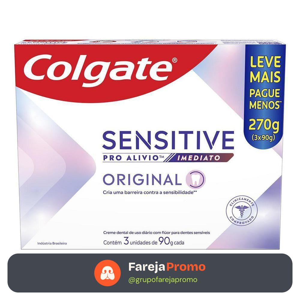 Creme Dental Colgate Sensitive Pro-Alívio Imediato Original 90g Leve 3 Pague 2