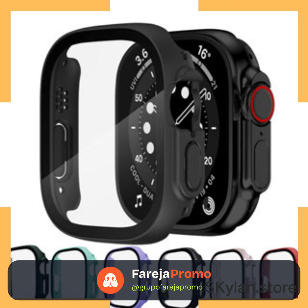 Capa Bumper com Pelicula Vidro Protetor tela Compativel Apple Watch 8 Ultra 49mm PORFAVOR LEIA A DESCRIÇAO