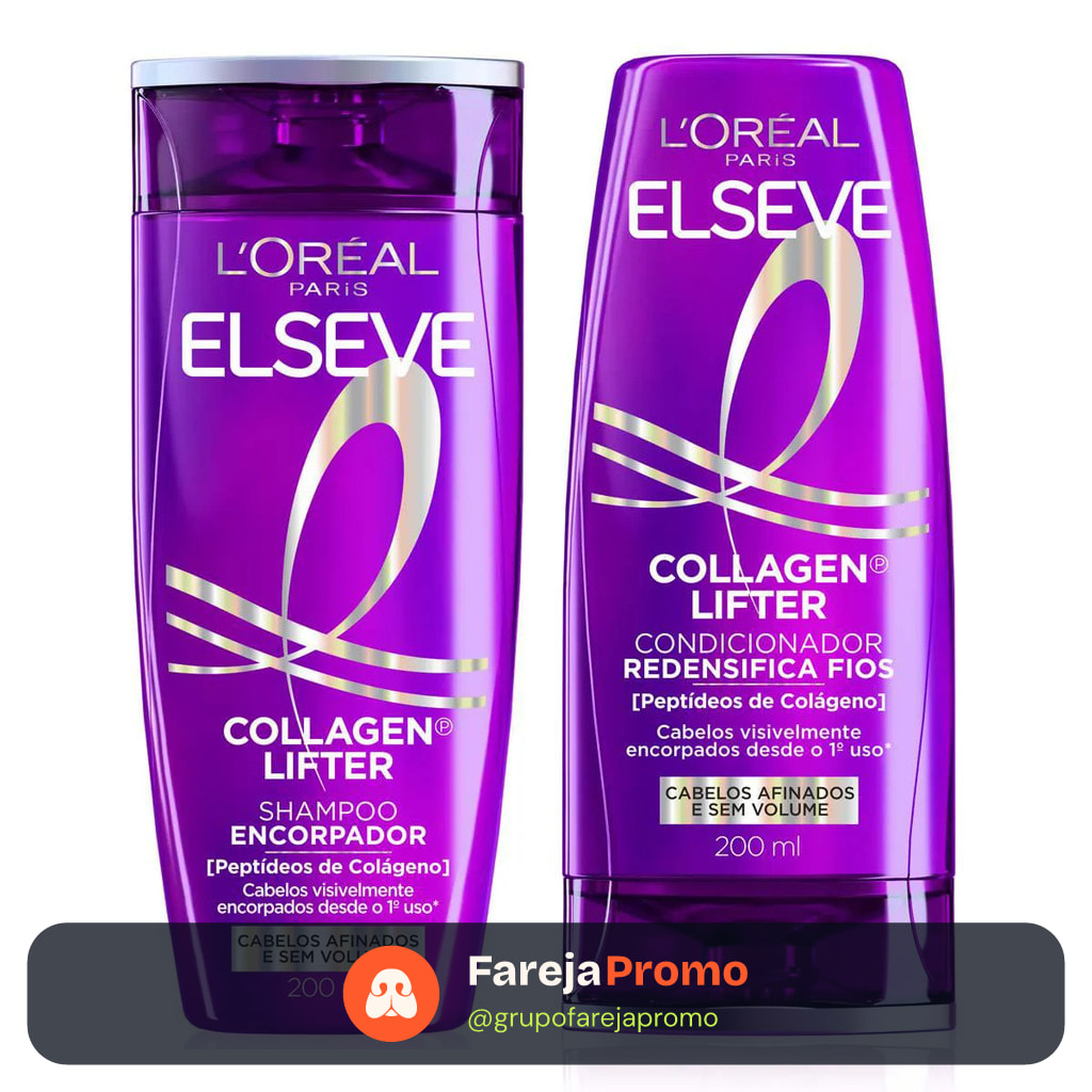KIT ELSEVE SHAMPOO + CONDICIONADOR 200ML COLÁGENO LIFTER