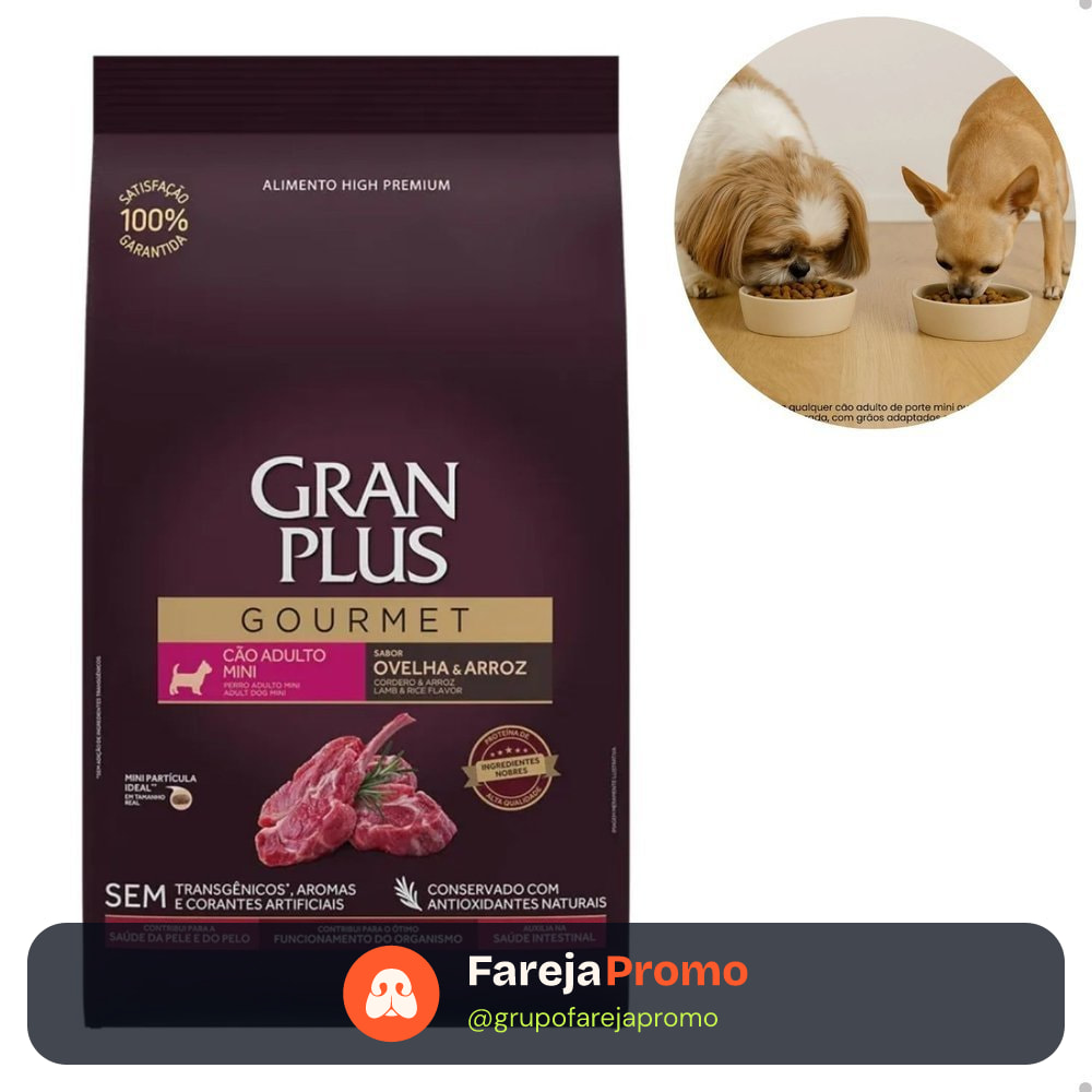 Ração GranPlus Gourmet Cães Adultos Mini Ovelha e Arroz  3kg