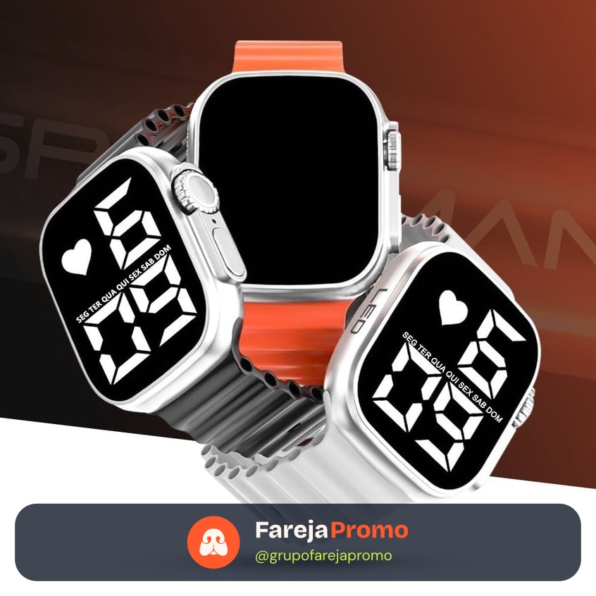 Relógio À Prova D'água LED Digital de Pulso Esportivo feminino Masculino Ultra9 Esporte Pulseira De Silicone