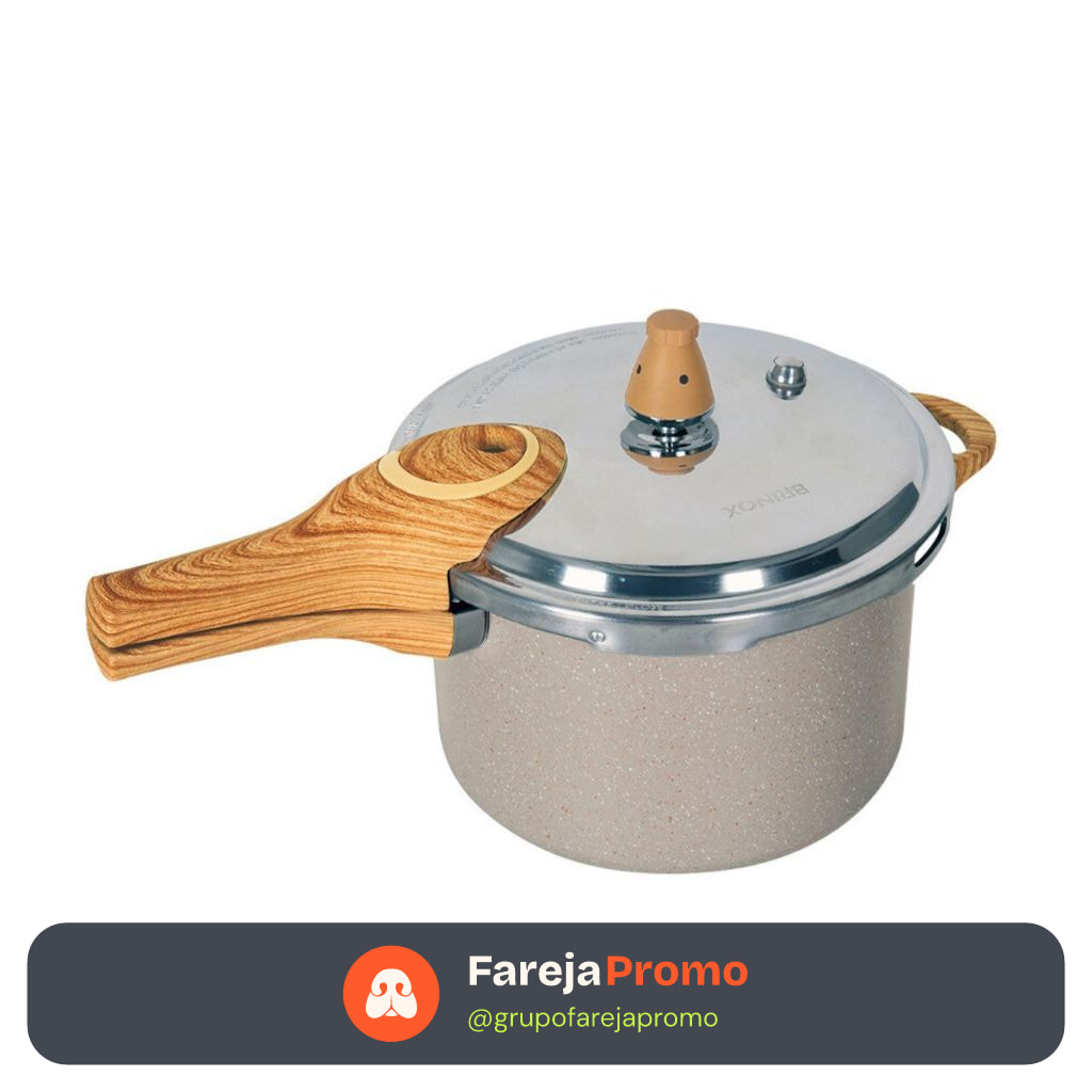 Panela de Pressão Brinox Ceramic Life Pressure Indução 4,2L Cor Areia - Antiaderente Cerâmico