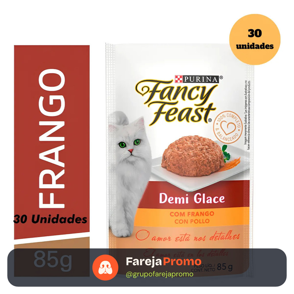Sachê Purina Fancy Feast Demi Glace Com Frango 85g 30un