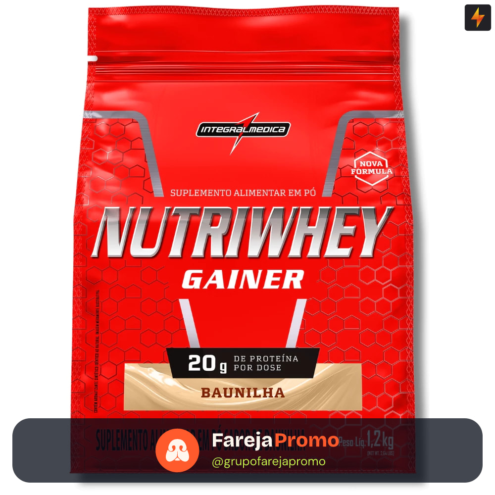 Nutri Whey Gainer Protein 1,2Kg - Nova Embalagem e Fórmula - 20g Proteína 15 doses - Integralmédica