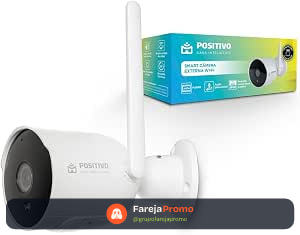 Smart Câmera Externa Wi-Fi Positivo Casa Inteligente, Visão Noturna, Full HD, À Prova d'água (IP66), Áudio Bidirecional, Detecção de Movimento, Bivolt, Acompanha Cartão MicroSD 32GB​