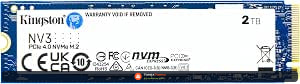 Kingston NV3 2TB M.2 2280 NVMe SSD | PCIe 4.0 Gen 4x4 | Até 6000 MB/s | SNV3S/2000G