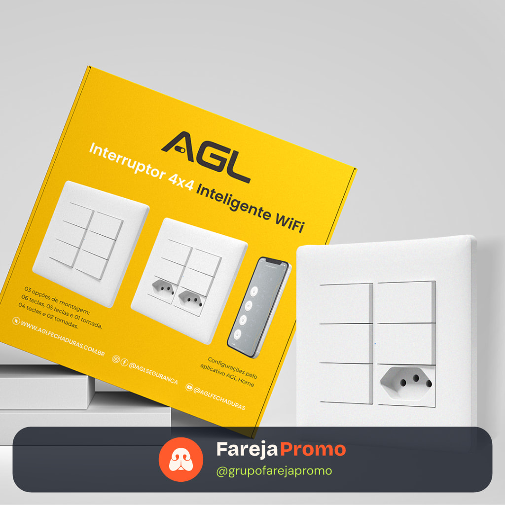 Interruptor e tomada 4x4 inteligente com wifi AGL