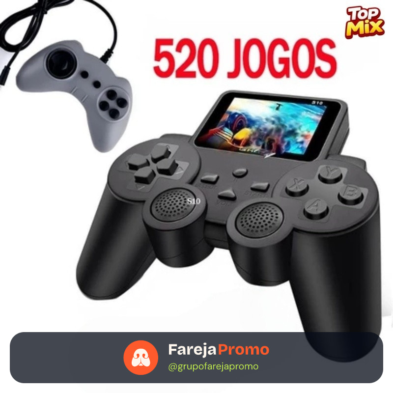 Controle de Vídeo Game Retro com Tela Led e 520 Jogos-S10