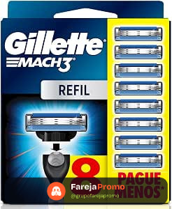 Gillette Mach3, Carga para Aparelho de Barbear com 3 Lâminas 8 Unidades
