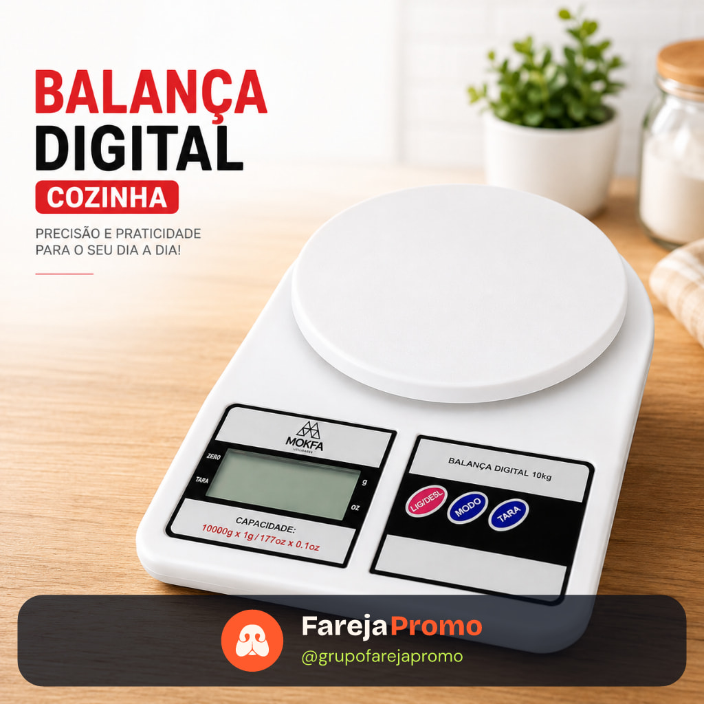 Balança Digital Precisão Eletrônica 10kg Branca Multifuncional Culinária Fitness Viagem Cozinha Mesa