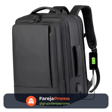 Mochila jiesipote À Prova D'água Reforçada Expansível Cor Preto