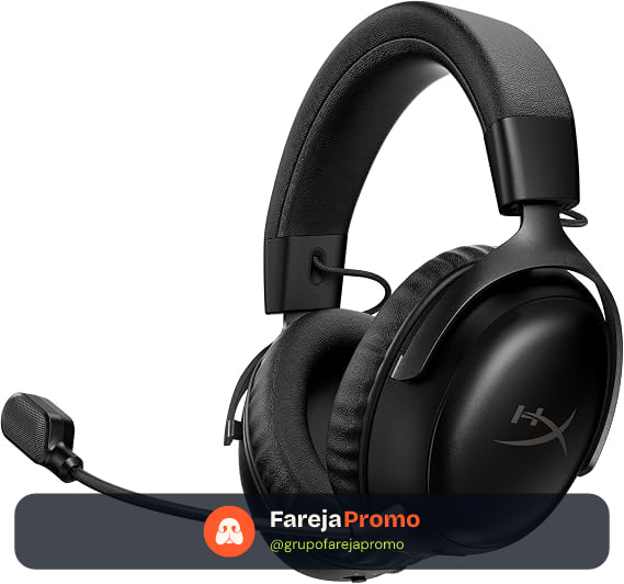 Headset Gamer HyperX Cloud III S Wireless – PC, PS5, PS4, Nintendo Switch, Drivers de 53 mm, Áudio DTS, Microfone de 10 mm, 2,4 GHz, Bluetooth, Preto (A59YZAA)