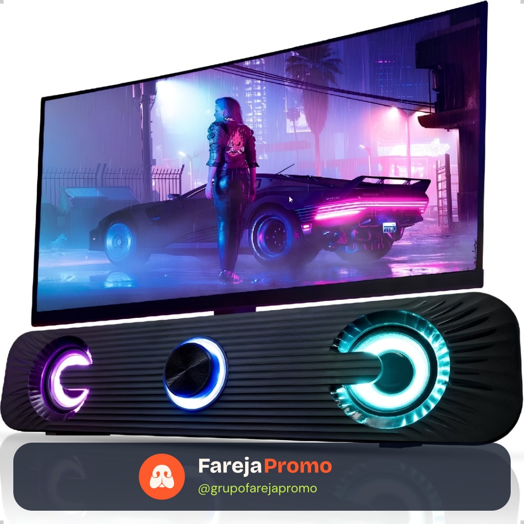 Caixa De Som Para PC TV Notebook Knup RO829 6W Soundbar Gamer P2
