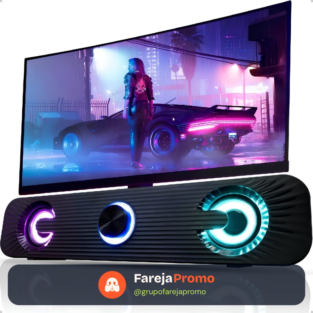 Caixa De Som Para PC TV Notebook Knup RO829 6W Soundbar Gamer P2