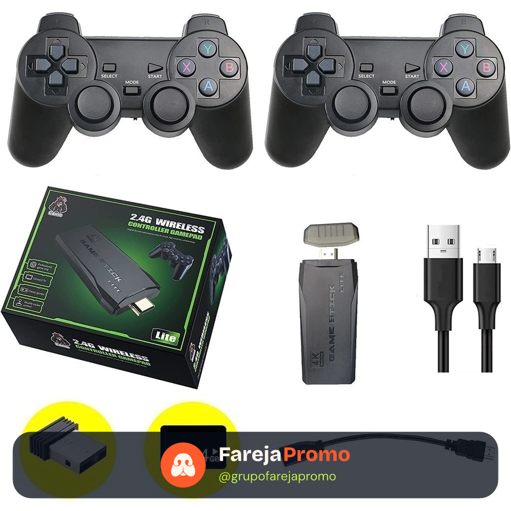 Videogame Stick 10mil 2 Controles Sem Fio Console  Portatil Jogos Retro Antigo jimmy