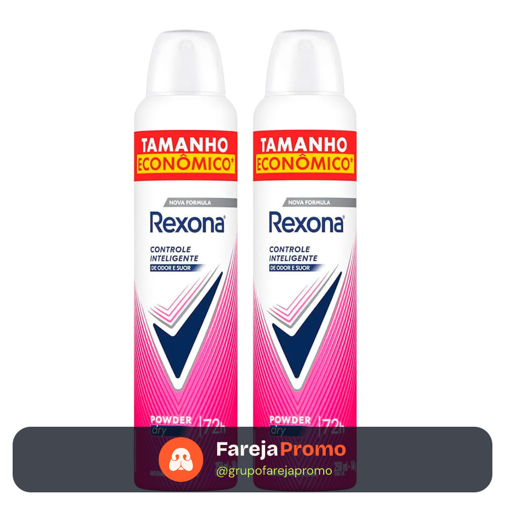 Kit Desodorante Antitranspirante Aerosol Rexona Powder Dry 72 horas 250ml - 2 Unidades