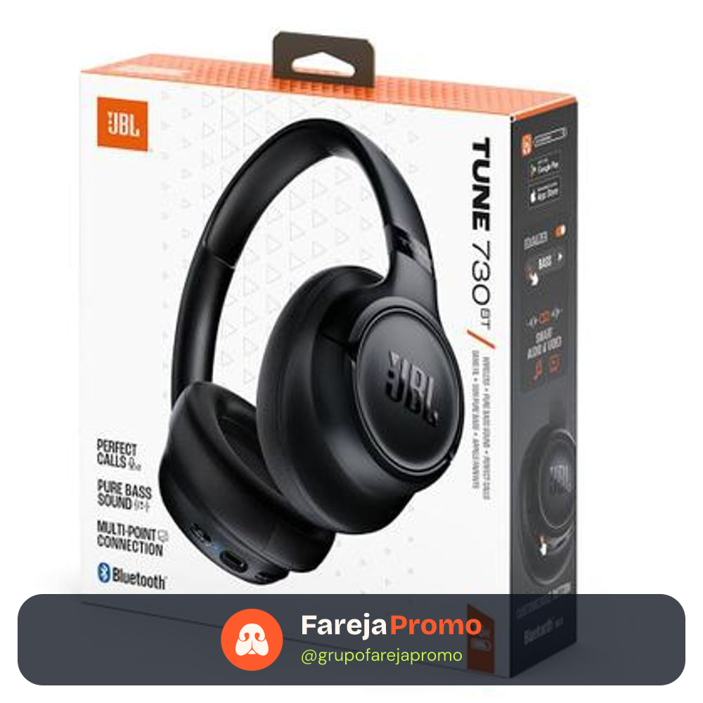 Fone de Ouvido Bluetooth JBL Tune 730BT Headphones Over-ear Preto