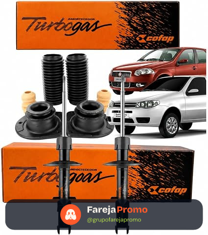 Par Amortecedor Cofap Dianteiro Fiat Palio Siena Strada Fire Com Kit Batente Coxim 2001 a 2015