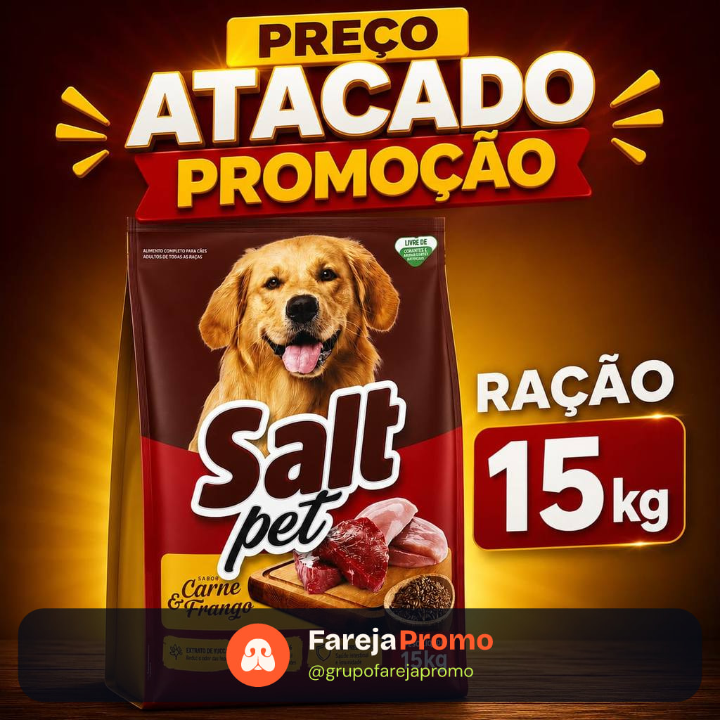 Ração para Cachorro Cães Adultos Salt Pet 15kg Sabor Carne e Frango Premium Dog qualidade