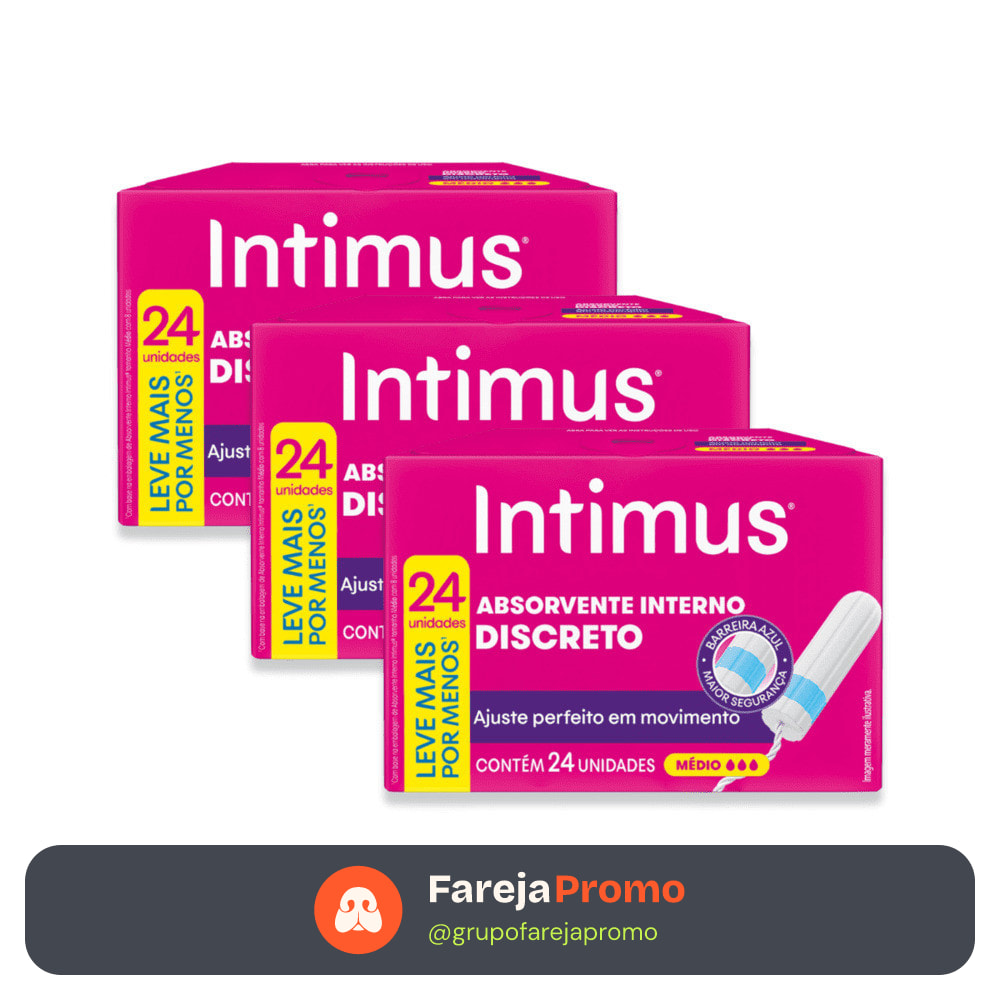 Kit 3 - Absorvente Interno Intimus® Discreto Médio 24 Un