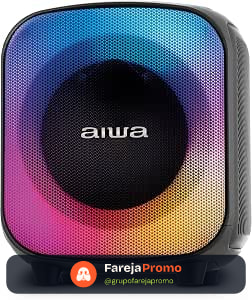 Caixa de Som PartyBox AIWA PB-07 Bluetooth 8H RGB USB TWS Preto