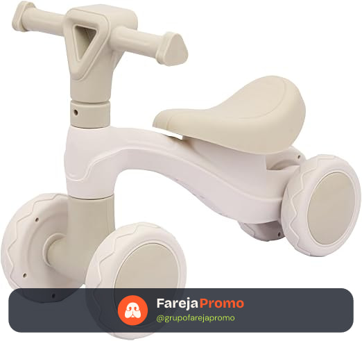 Bicicleta Andador Equilíbrio Sem Pedal 4 Roda Zippy Toys (Bege)