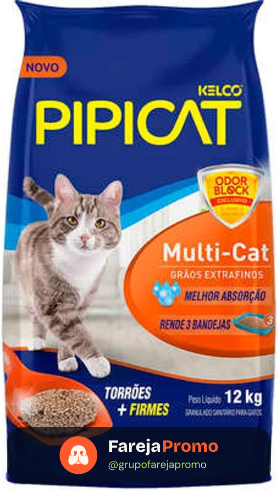 Areia sanitária multi-cat odor block pipicat 12kg