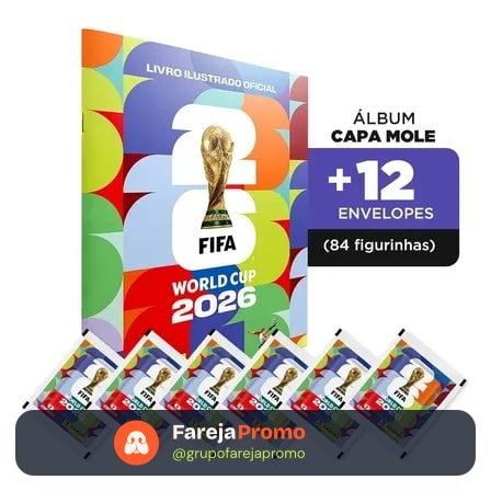 Àlbum Copa Do Mundo Fifa 2026 + 84 Figurinhas Capa Mole (12 Envelopes)