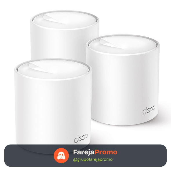TP-Link Deco X50 (3 un.) Mesh Wi-Fi 6 AX3000, Dual band, cobre até 600 m², 150 dispositivos