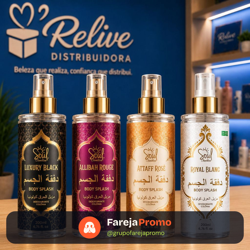 KIT 04 Body Splash ARABE SOUL 200ml FEMININO - Desodorante Perfume Corporal Alta Fixação Noite e Dia
