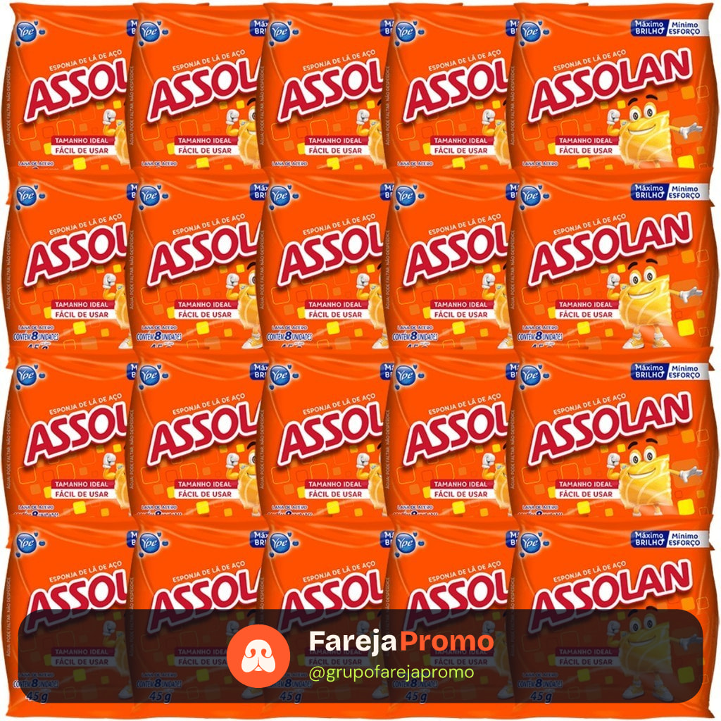 Esponja Lã Aço Assolan Cozinha Fardo 20 Pacotes com 8 Buchas