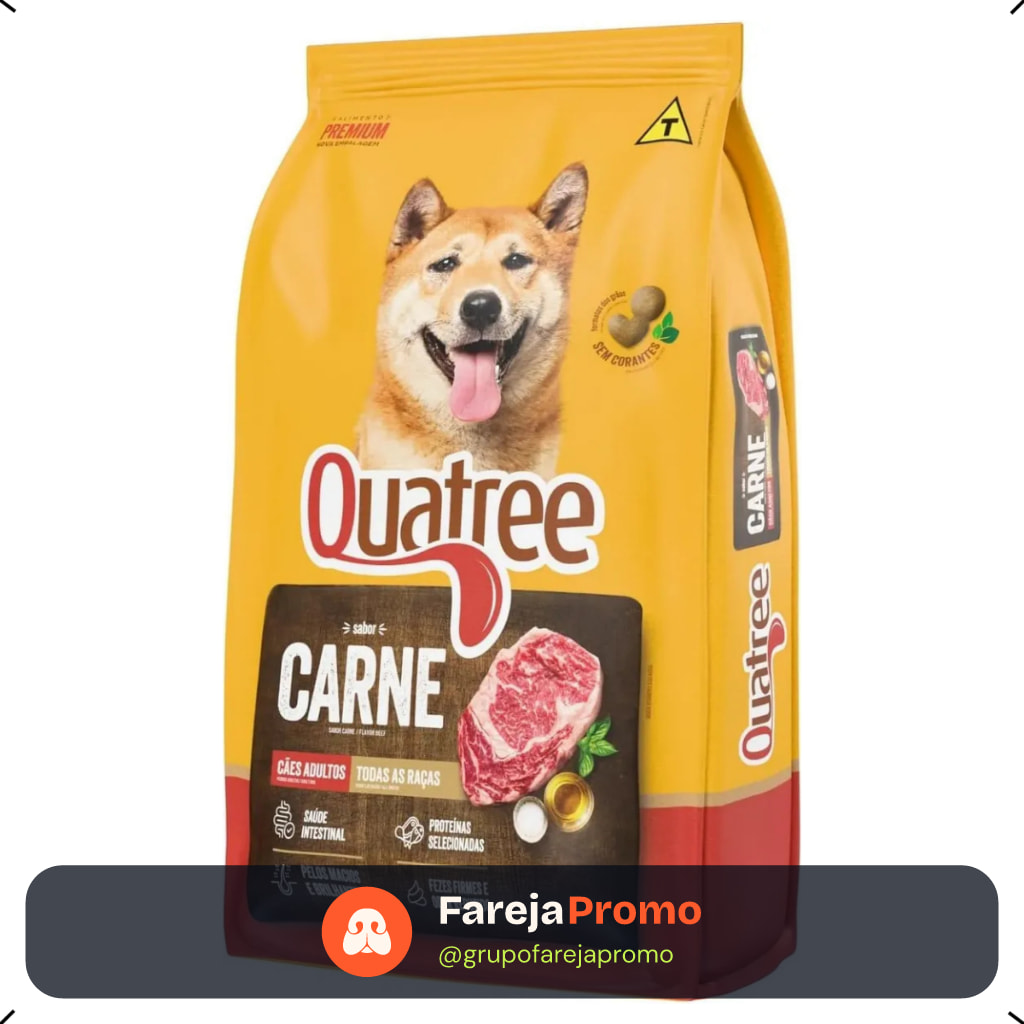 RAÇÃO QUATREE CARNE ADULTO TODAS AS RAÇAS 15KG