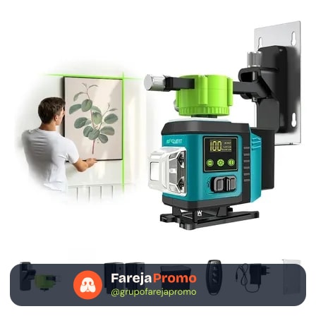 Nível Laser 12 Linhas Verde 40m Controle Pro Recarregável C
