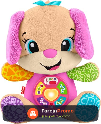 Irmã do Cachorrinho Aprende Comigo Brinquedo Bebê Fisher-Price Mattel. Ensina com luzes, músicas e frases educativas. Ideal a partir dos 6 meses.