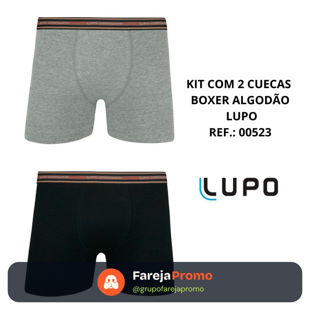 Kit com 2 cuecas boxer algodão Lupo Ref.: 0523